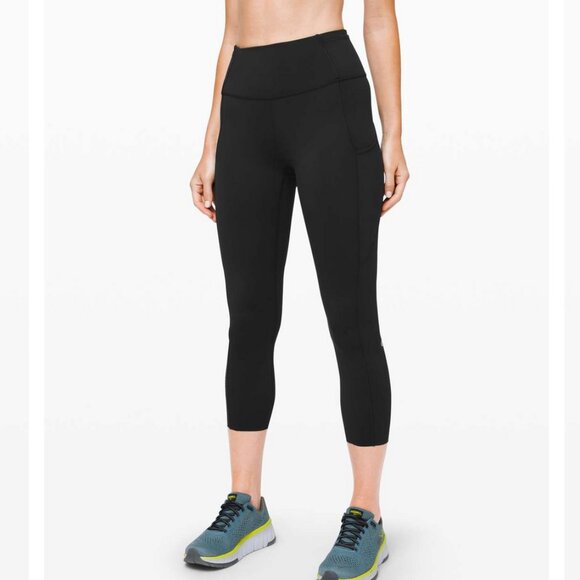 Lululemon Fast and Free High-Rise Crop Black 4 - Picture 2 of 9